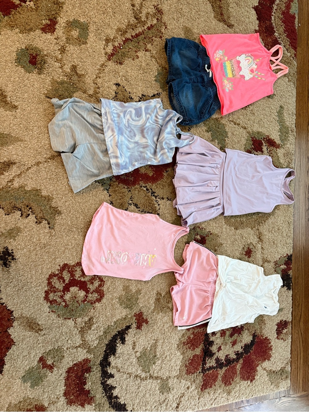 Girls Summer Tank & Short Sets - Pink, Lavender, Denim